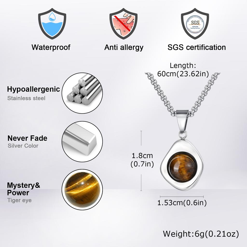 Ожерелье-подвеска из нержавеющей стали неправильной формы для мужчин, винтажное ожерелье с натуральным агатом и камнем "тигровый глаз", модное панк-украшение в подарок