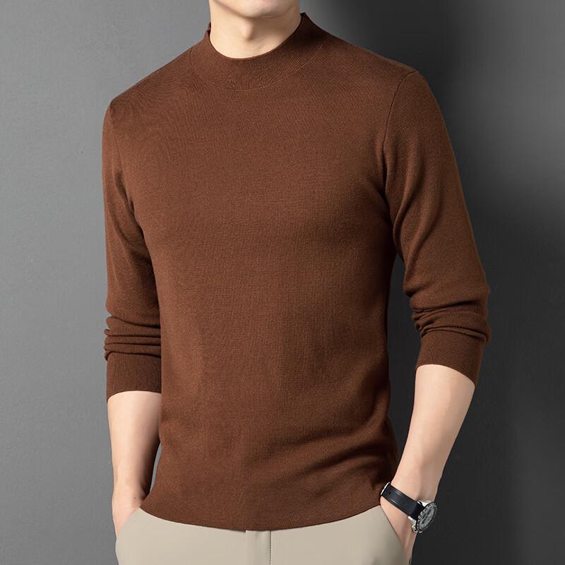 Men's Solid Half-High Neck Pullover Sweater