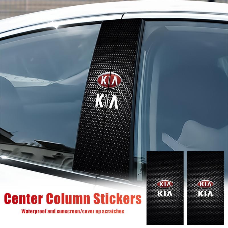 2Pcs Car Emblem Center Pillar Sticker Pillars Protective Film Accessories For KIA RIO Picanto Ceed Sportage k5 K6 Optima Sorento BK7