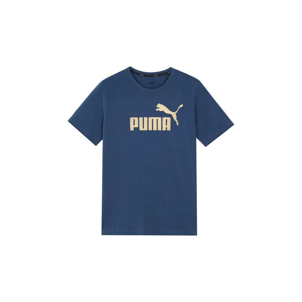 Puma Logo Print Short Sleeve T-Shirt Men Tops Blue 583843-43
