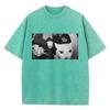 Модная Футболка Винтажная Стиранная Хлопковая Футболка Streetwear Кот Курящий Графическая Футболка Повседневная Streetwear Весна Лето