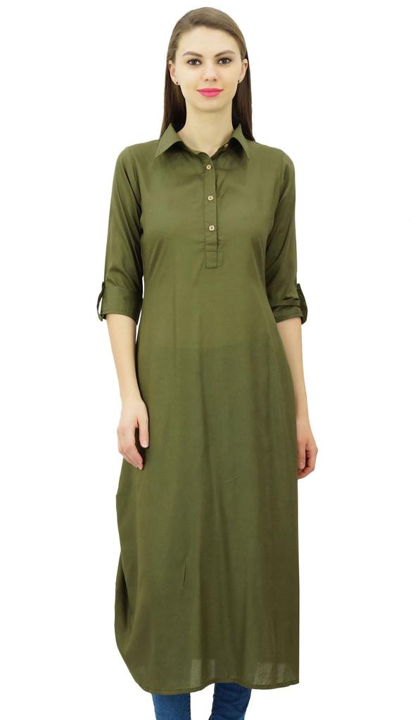 Phagun Индийская хлопковая смесь Курти Курта Повседневная одежда Воротник Туника Для