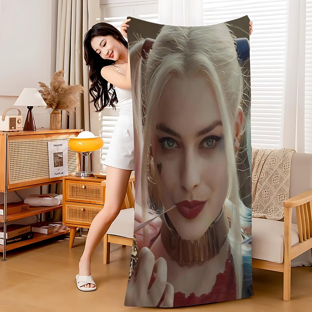H-HarleyS Cool Q-Quinn Beach Towel Cartoon Cute Summer Kids Large Bath Pool Beach Towel Microfiber Absorbent For Swimming Travel
