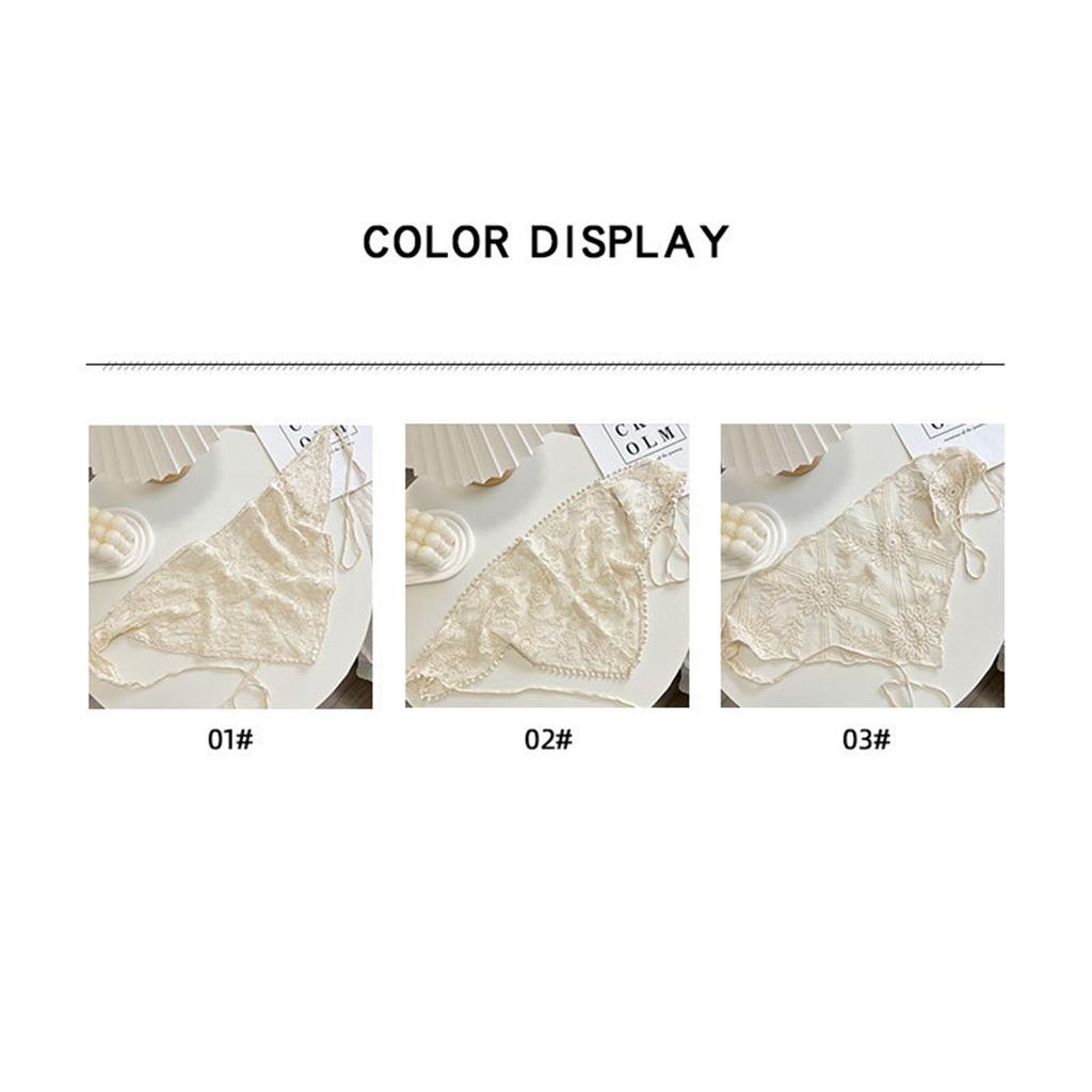 Elegant French Farm Style Lace Triangular Headscarf Stylish Scarf Head Wrap Korean Fashion Hair Band for Women and Girls