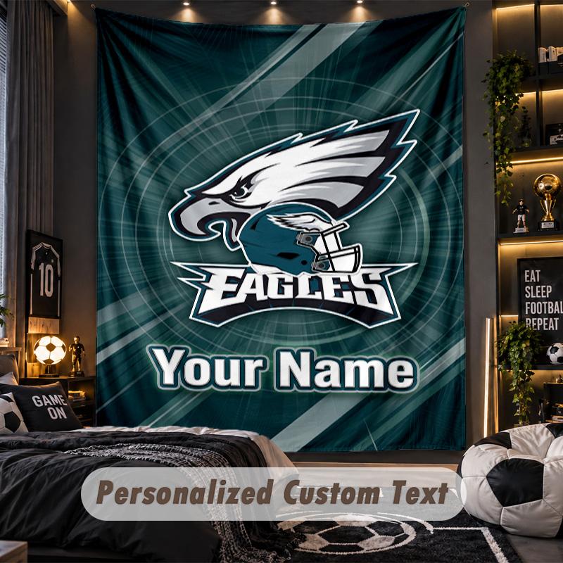 TapestryPhiladelphia Eagles Custom Name Text Personalized Wall Hanging Tapestry Home Wall Decor