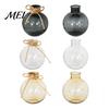 Nordic Style Flower Container Clear Round Resin Vase, Transparent Sphere Pot with Jute Vase for Hydroponic Plants Bow, Modern Plastic Planter Plants,