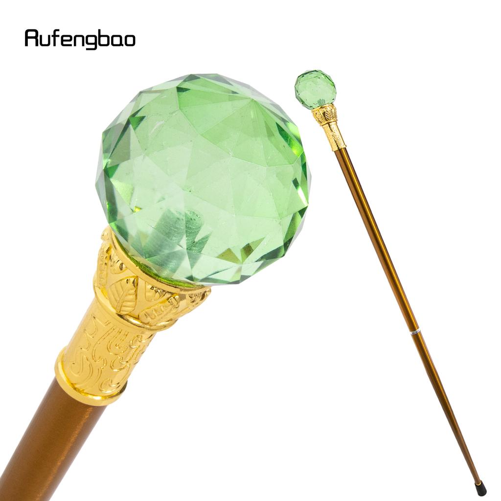Green Glass Ball Golden Walking Cane Fashion Luxury Stick Cane Stage Cane Decorative Cosplay and Parties, for Cosplay & Party