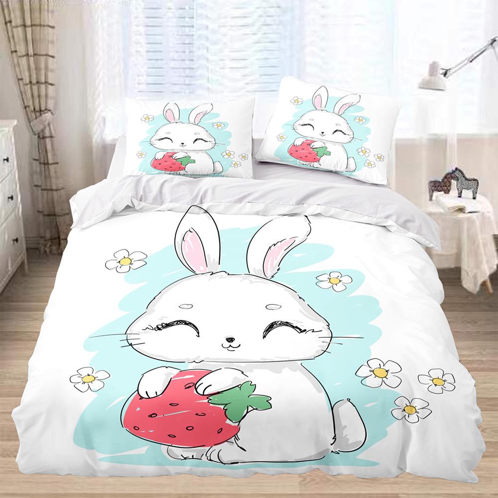 3D Cartoon Animal Themed Bedding Set with White Cute Cartoon Pattern Down Duvet and Pillowcase for Home Decoration In Children's Rooms