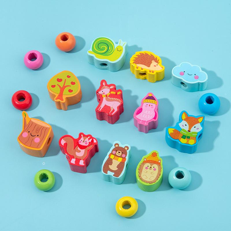 Раннее детство Носить бусины 100 числовых буквенных бусин, Детский дорожный фруктовый строительный блок веревка игрушка на развитие мудрости