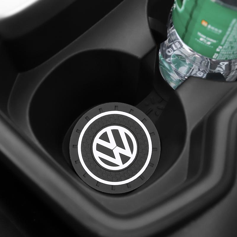 2026 Hot Valve Stems Caps 2Pcs Silicone Coaster Car Water Cup Pad Anti-slip Mat Auto Interior For Volkswagen VW Eos Caddy Scirocco Beetl