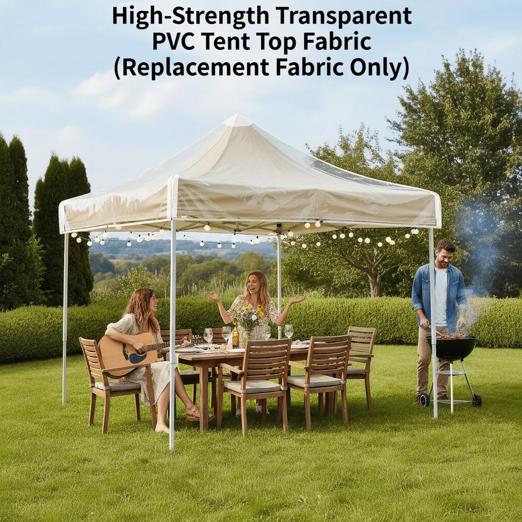Canopy Replacement Top, Heavy Duty Waterproof Vinyl Cover with Reinforced Corners, Clear PVC Shade for Pop Up Straight Leg Frames