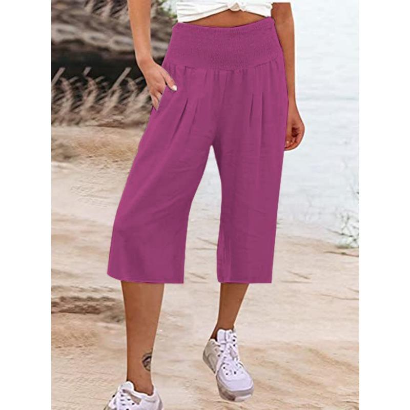 Women's Casual Loose Wide Leg Seven-tenths Pants for Summer Fashion Comfortable Breathable High Waist