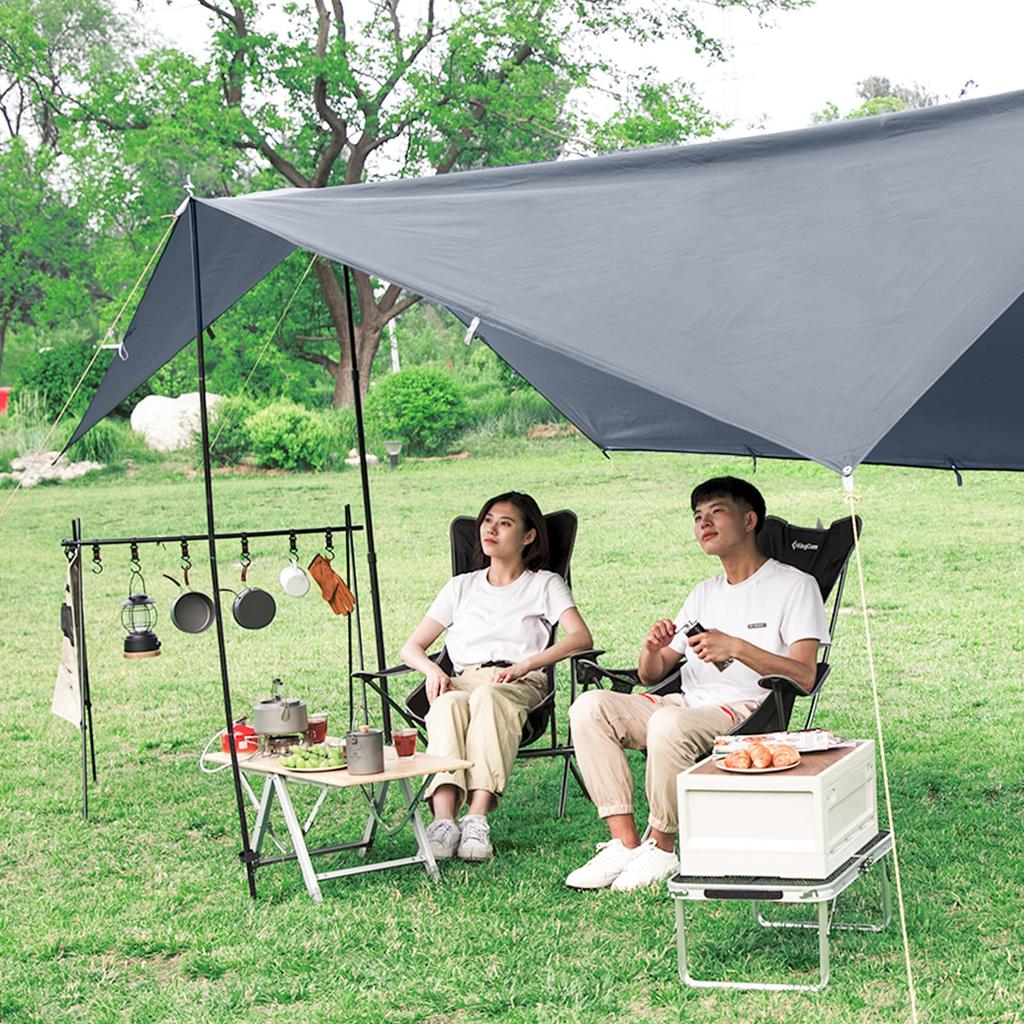 KingCamp Tarp Camping Rectatarp 3mx3m Gray Sunshade Waterproof Tarp Tent UV Protection Blackout Tarp Lightweight Sunshade Tent Outdoor Awning UV