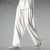 Men's Chinese Style Lightweight Linen Trousers - Summer Plus Size Loose Fit, Wide Leg, Breathable Cotton Casual Pants