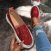 Fashion Women's Bling Rhinestone Decor Flats Comfort Thick Sole Slip On Casual Shoes Woman Fashion Gold Silver Glitter Platform Loafers