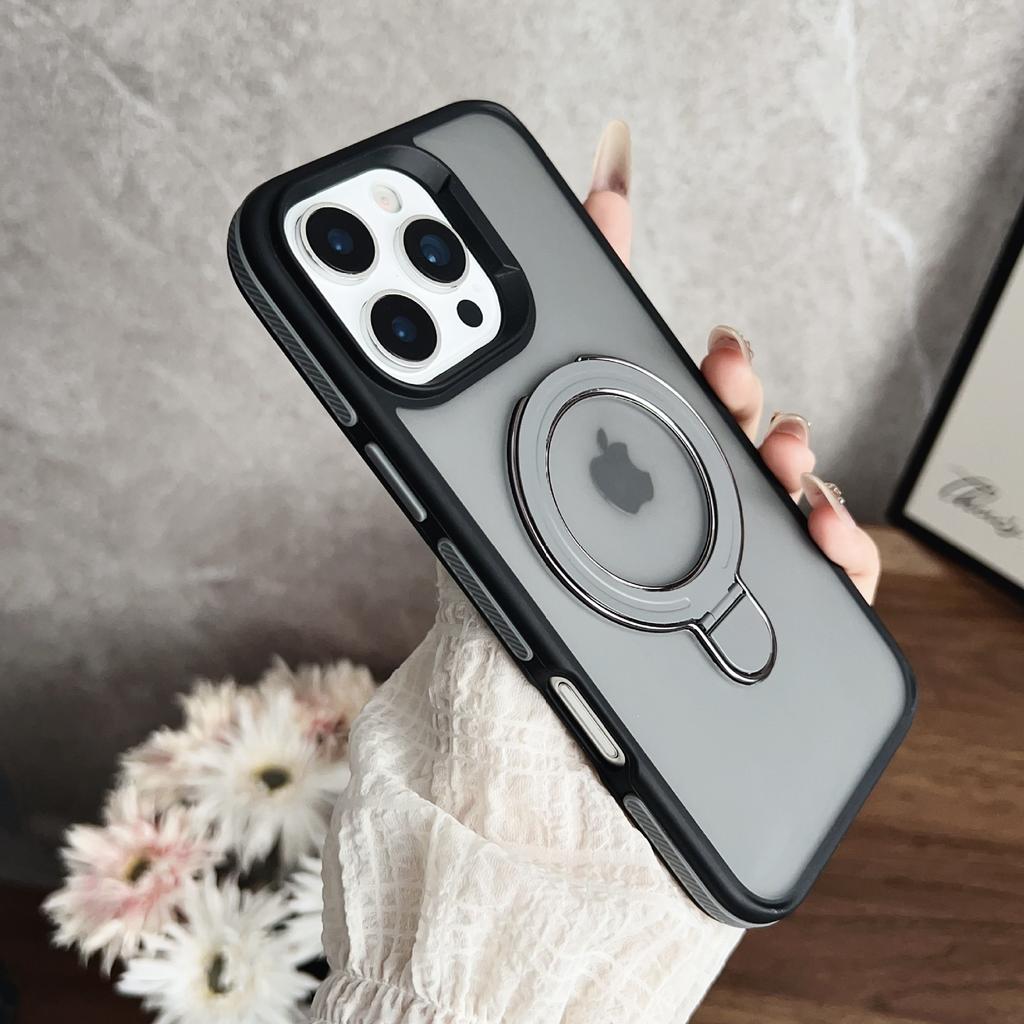 For IPhone16 Mobile Phone Case Magnetic Holder for Apple 15Promax Two-color Shield with Anti-slip Edges and Simple