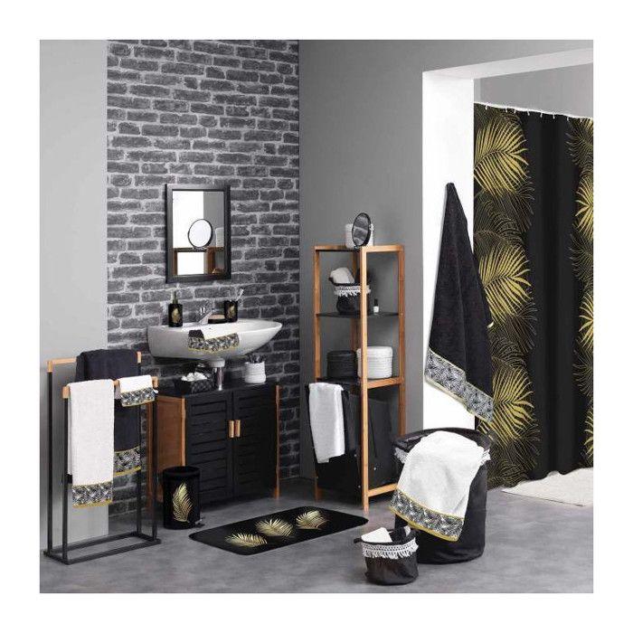 Rideau de douche - DOUCEUR D'INTERIEUR - Orbella - 180 x 200 cm - Polyester - Imprimé Noir