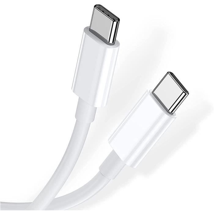 Câble Rapide USB-C vers USB-C 20W pour iPhone 16, 16e, 16 Plus, 16 Pro, 15 Pro Max - BOOLING - Blanc 1M