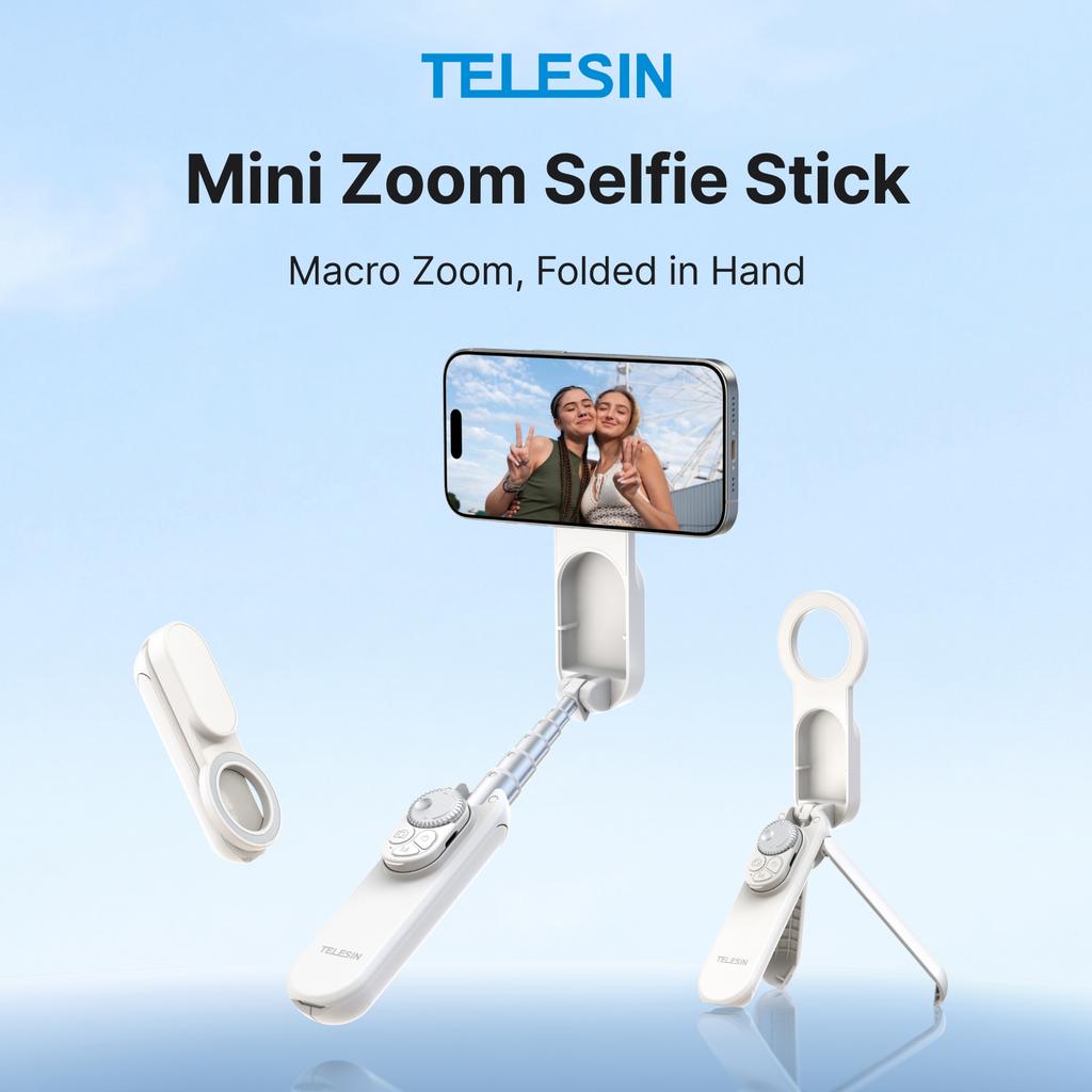 TELESIN Мини-селфи-палка и штатив 2-в-1, Портативная складная палка, Раскладывается до 60 см для смартфона, Макросъемка