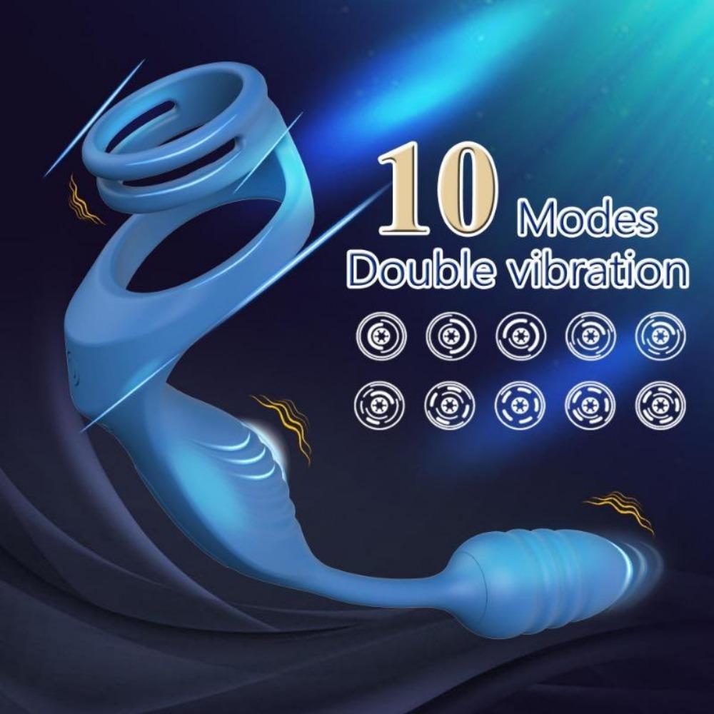Вибрирующее кольцо для пениса Массажер простаты Анальная пробка Вибратор с дистанционным управлением Стимулятор яичек Промежности Скортум Мужские секс-игрушки Мужские пары