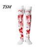 Scary Halloween Costume for Women Blood Print Women, Apron, Hooded Horror Cosplay Outfit Cloak, Stockings Outfits Parties, Haunted House Events