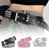 1Pc Studded Belt Punk Rock Rivet Belt Grommet Threads Belt with Bright Metal Pyramid for Women Men Black Pink White