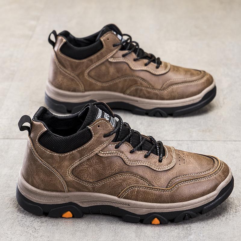 Модные мужские высокие плюшевые теплые повседневные спортивные ботинки осень-зима Новые толстые нескользящие рабочие ботинки на толстой подошве