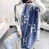 Women's Blue Imitation Cashmere Scarf for Autumn/Winter