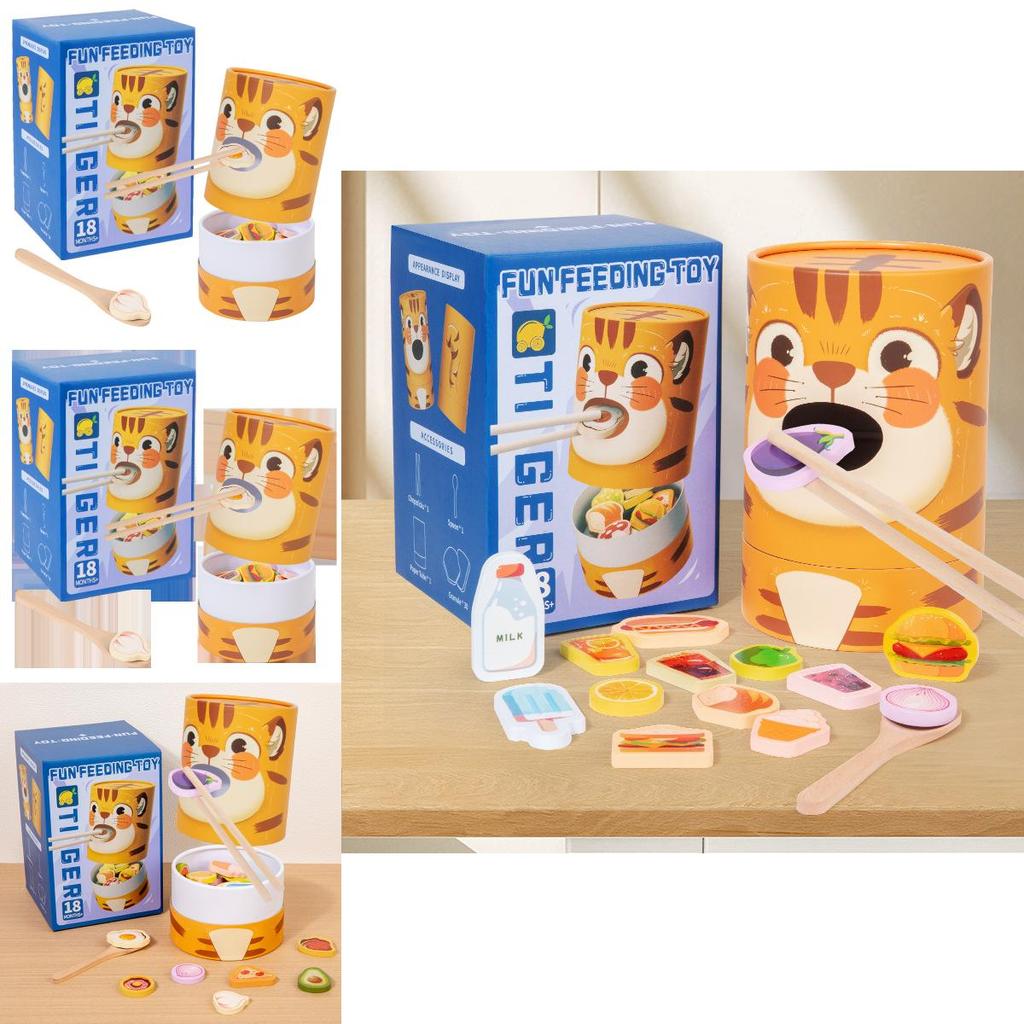 Деревянная игра для кормления для детей с когнитивным развитием и практикой мелкой моторики для дошкольного обучения