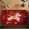 Chinese New Year Red Area Rug 2026 Year of The Horse Shower Rug Non-slip Welcome Door Mat for Living Room Entryway Front Door Kitchen Bathroom