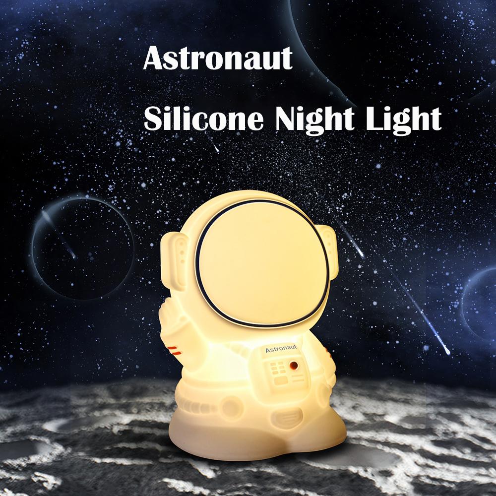 Светодиодный ночник с изображением астронавта, силиконовая лампа с зарядкой через USB, многоцветный окружающий свет, украшение дома для детского праздника