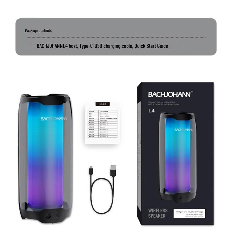 Bach Johann L4 Portable Bluetooth Speaker with Colorful Ambient Light