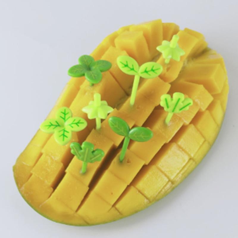 8 шт. Фруктовая вилка Детская зубочистка Шпажка для еды Листья Пластиковое украшение Аксессуар для ланч-бокса Маленькая салатная Крошечная вилка Мини-вилка для торта