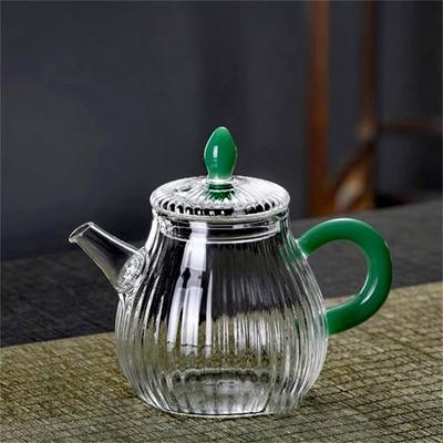 200 мл Маленький Чайник из Полосатого Стекла Маленькой Вместимости Заваривание Цветочного Зеленого Чая Чайник Бытовой Чайник для Одного Человека Чайник для Кунг-Фу Чая Чайный Набор Чайная Посуда