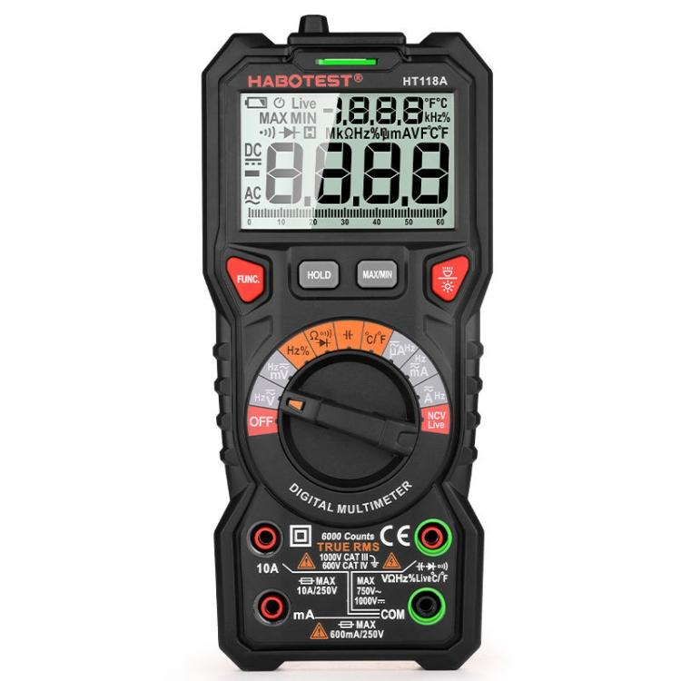 HABOTEST HT118A Ручной Цифровой Мультиметр с Двойной Подсветкой, Высокоточный, Автоматический