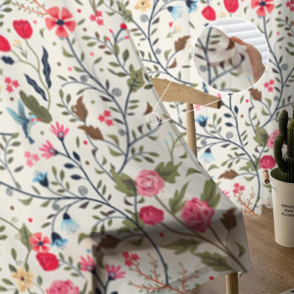 Прозрачные шторы с цветочными травами и растениями для гостиной, прозрачный тюль, декор для окон, спальни, кухни, домашний декор, вуаль, шторы