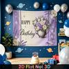 1pc Birthday Floral Elegant Party Banner Purple