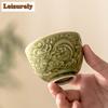 110ml Yaozhou Kiln Celadon Teacup Relief Dragon Pattern Large Tea Bowl Single Master Cup Tea Dust Green Personal Chazhan Teaware