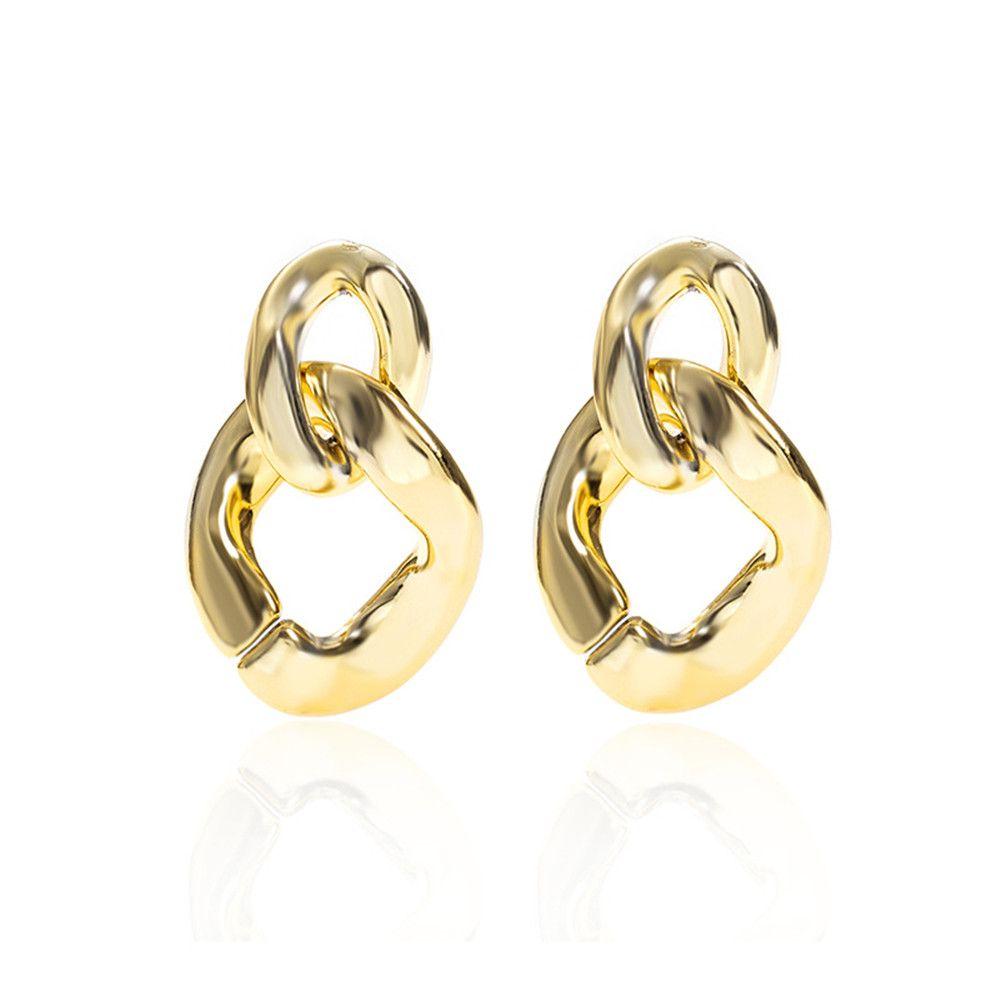 Gold Korean Woman Big Earrings Chain Drop Earrings Eardrop Gift Jewelry