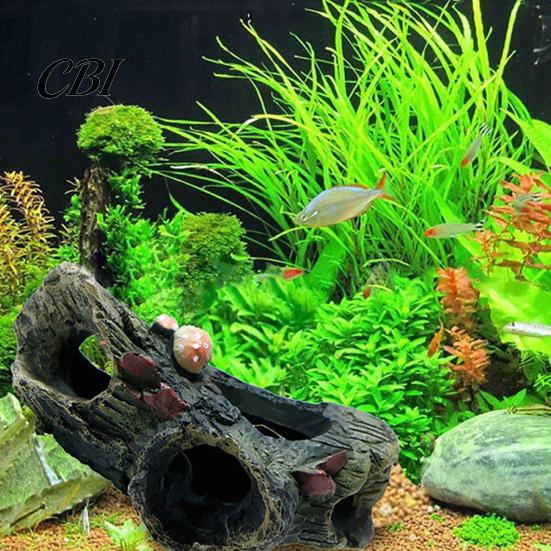 Resin Fish Cave Decaying Trunk Aquarium Hideout, Betta Shelter with Multiple Holes And Tank Caves, Decorative Log Hide for Shrimp Corydoras Hideout