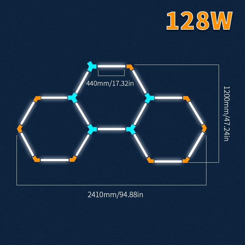 440мм Гаражный свет Шестиугольные светильники Лампа 85-265В Светодиодная трубка Сотовая потолочная подсветка Для авто Кузовной ремонт Автомобиль Светодиодная мастерская