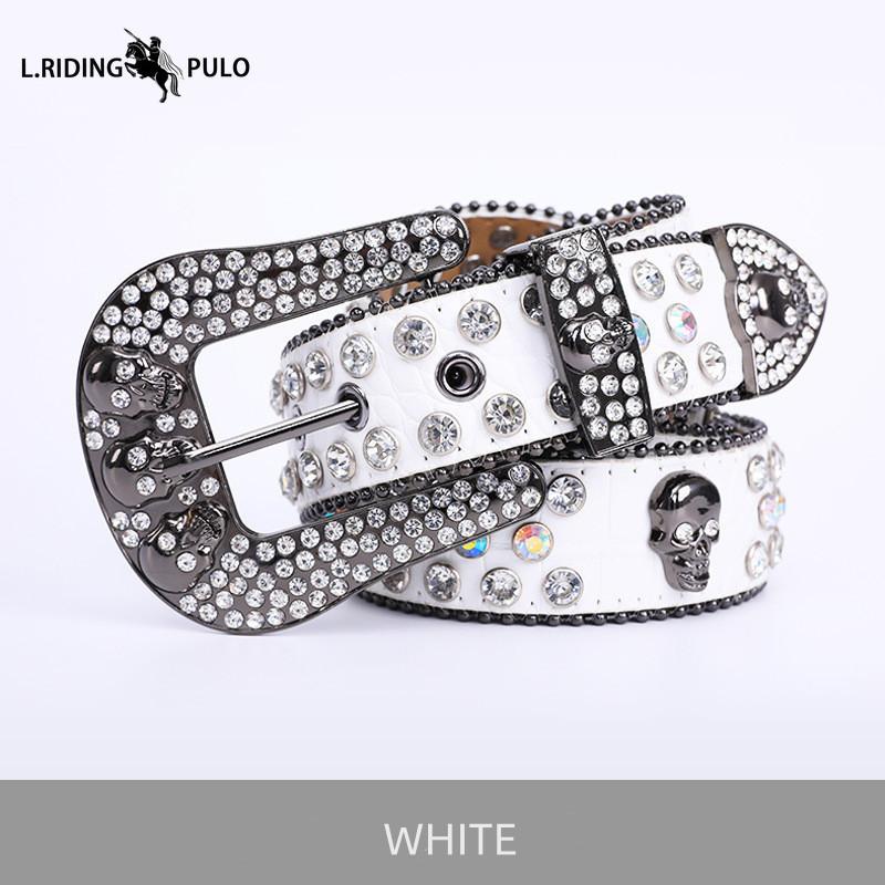 Модный ремень с черепом Мужской Женский Ремень со стразами Панк Хип-хоп Кожаный ремень Джинсы Платье Блестящая пряжка для ремня