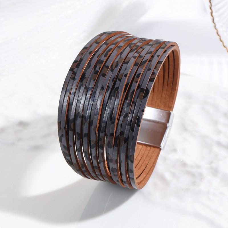 Multi-Strand Gradient Leather Bracelet Women With Magnetic Clasp PU Wristband In Fashionable Colors