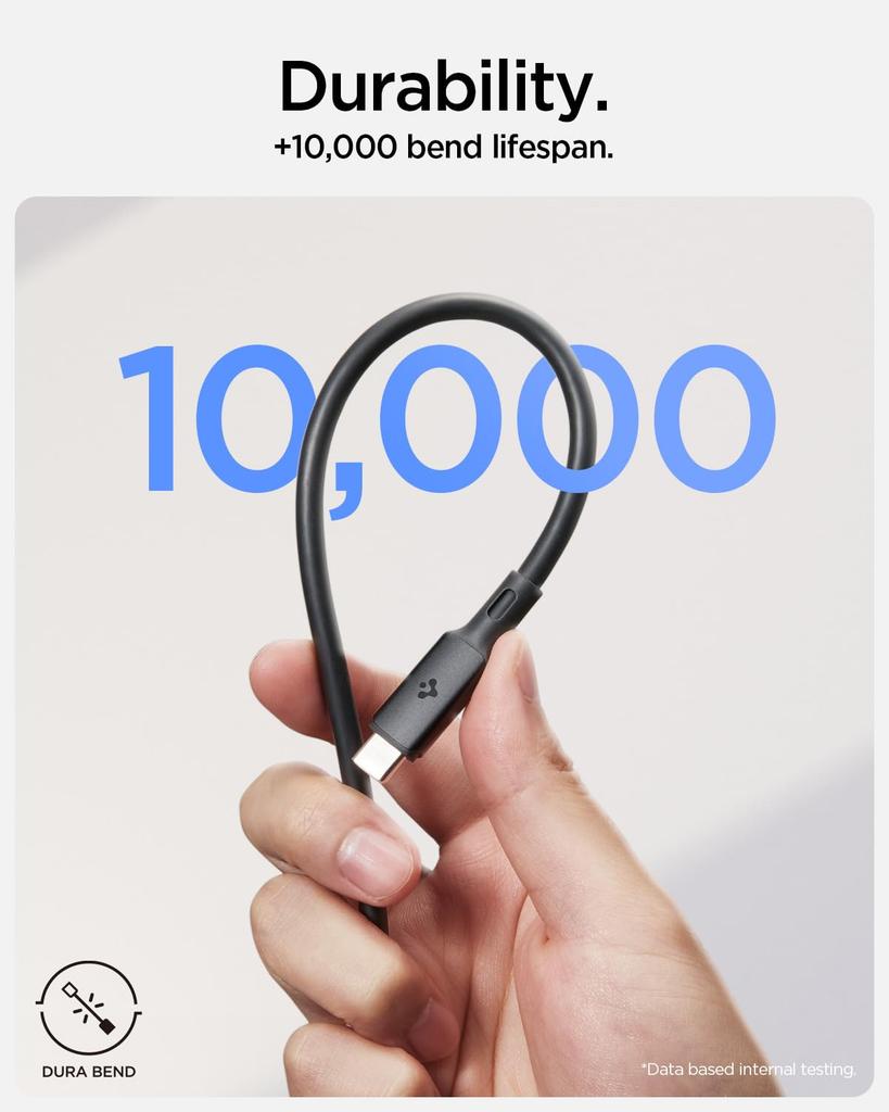 Кабель Spigen Thunderbolt 4 на USB4, 2 м, 240 Вт [USB-C PD3.1 EPR 240 Вт, USB4 Gen3, 40 Гбит/с] для MacBook Pro Air, Dell XPS, HP, Lenovo ThinkPad, Asus iPad