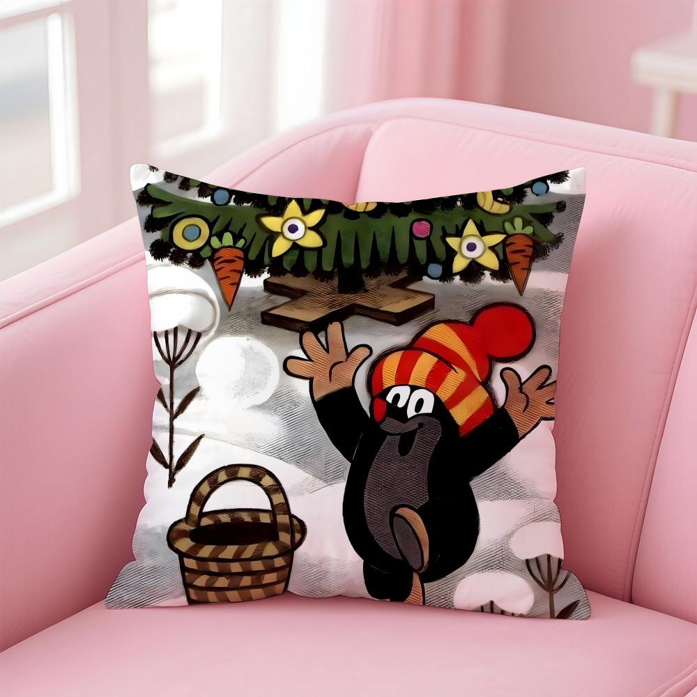 Cute Cartoon The LLittle Moles animation Cushion Cover Pillowcase Short Plush Invisible zipper Room Sofa Cushion Cover