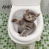 Съемные ПВХ Наклейки на Туалет, 3D Мультяшные Наклейки с Кошками, Водонепроницаемые Милые Наклейки на Крышку Туалета с Животными, Легко Снимаемые Декали для Ванной Комнаты, Забавная Самоклеящаяся Наклейка на Сиденье, Настенный Декор