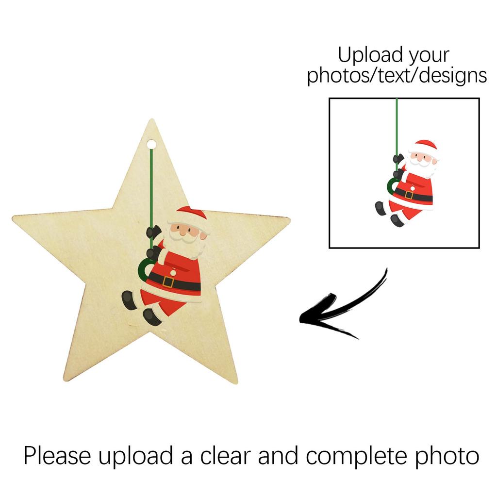 Personalized Custom Wooden Pentagram Pendant Christmas Decoration Pendant Hanging Decoration