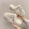 Women's Cotton Slippers 2024 New Plush Warm Women's Slippers Baotou Thick Bottom Belt Buckle Ladies Half Slippers Zapatos Mujer