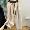 Штаны для женщин большого размера, утолщенные, эластичные, с высокой талией, длинные брюки, повседневные брюки-клеш на флисе