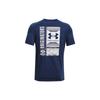 Under Armour Dopamine Круглый вырез горловины Спортивная футболка с буквенным логотипом и штрих-кодом Печать Мужские топы Синий 1370527-408